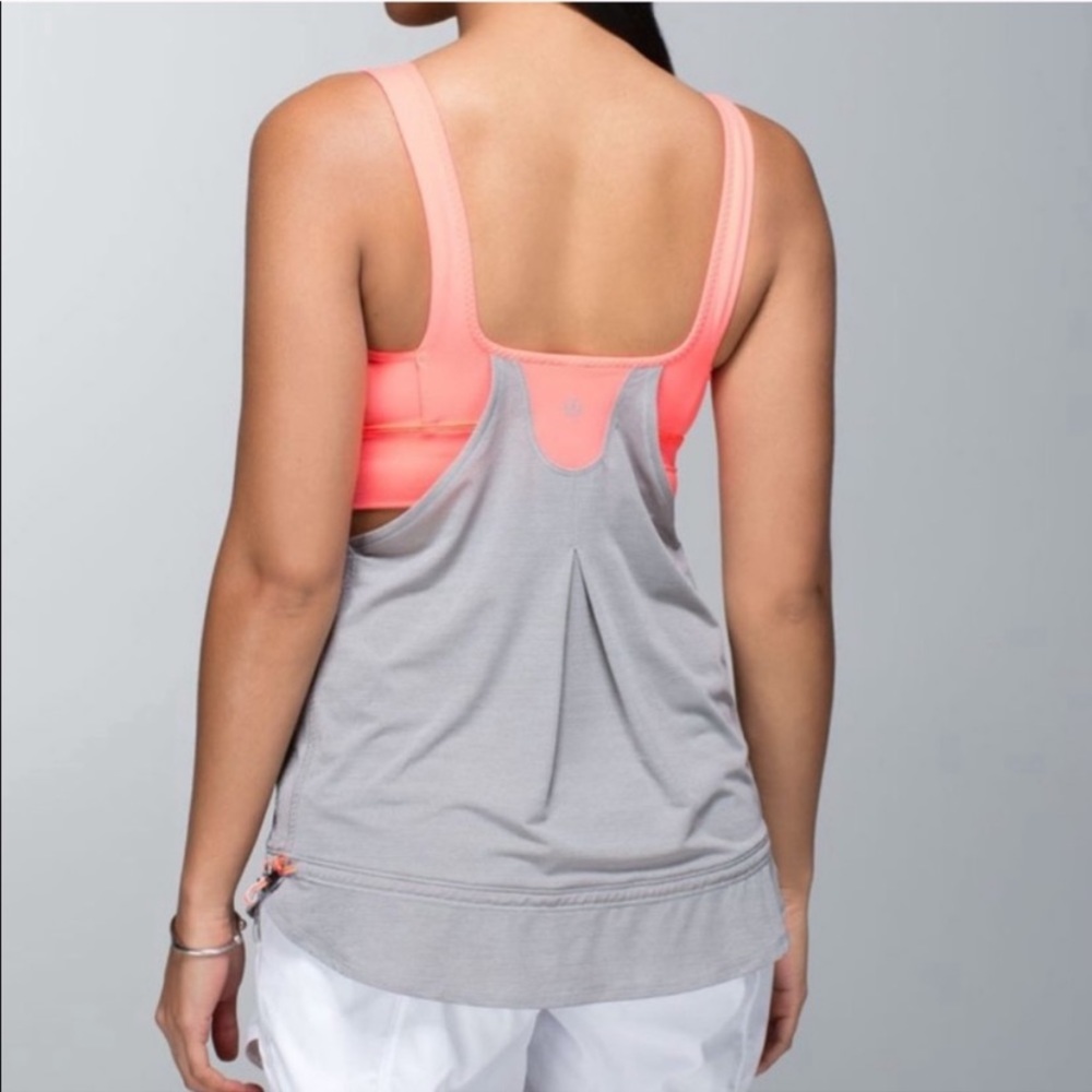 Lululemon Run Times Tank Light Grey/Coral Orange 4